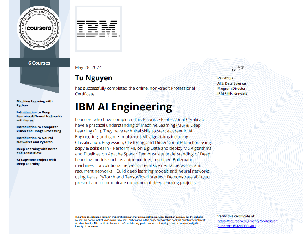 IBM AI Engineering Professional Certificate