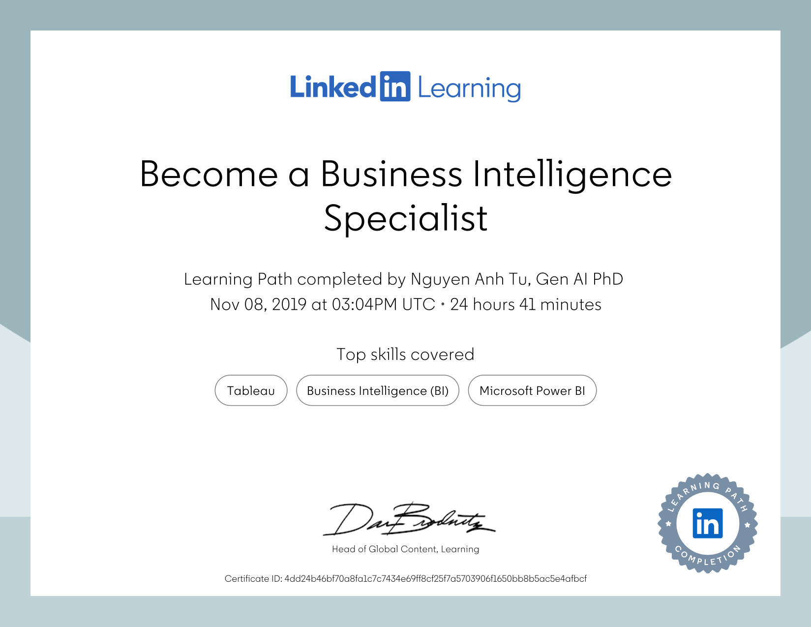 Become a Business Intelligence Specialist certificate