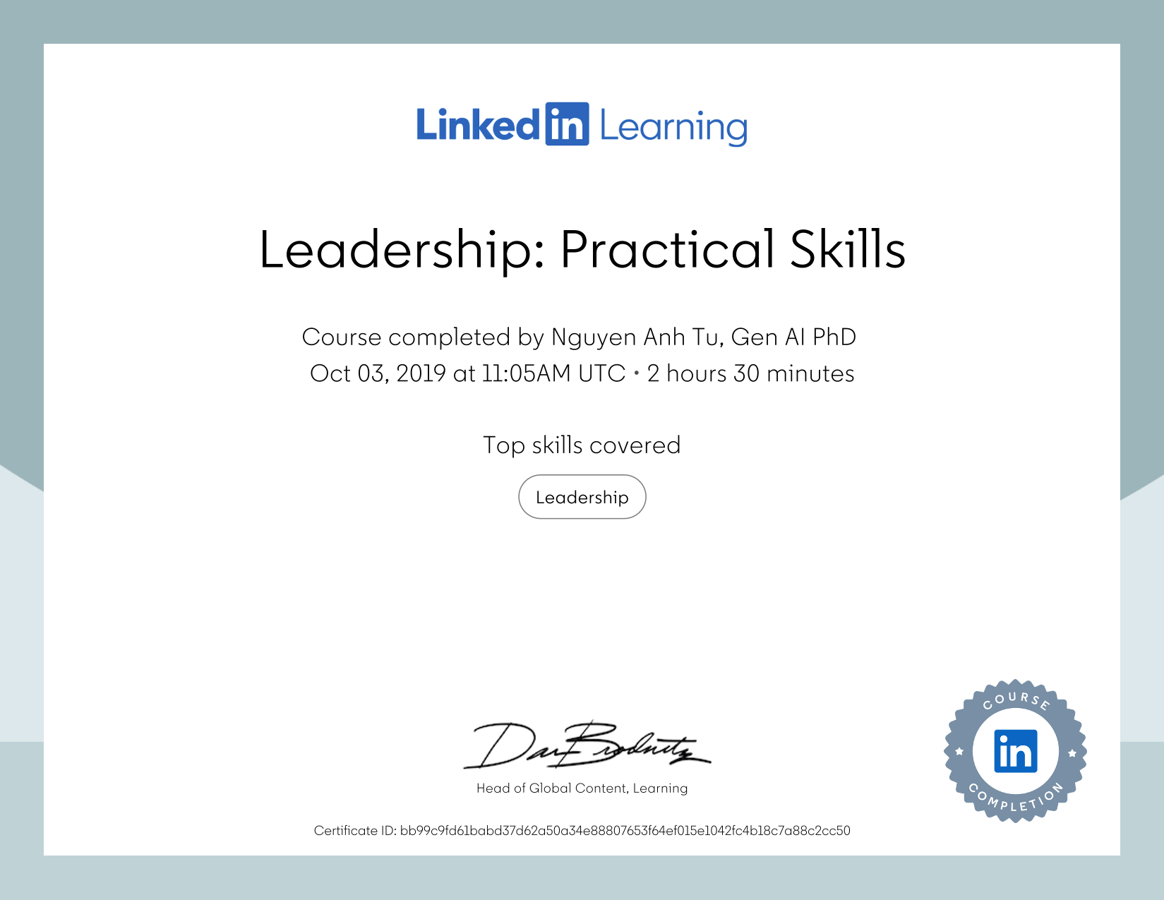 Leadership: Practical Skills certificate