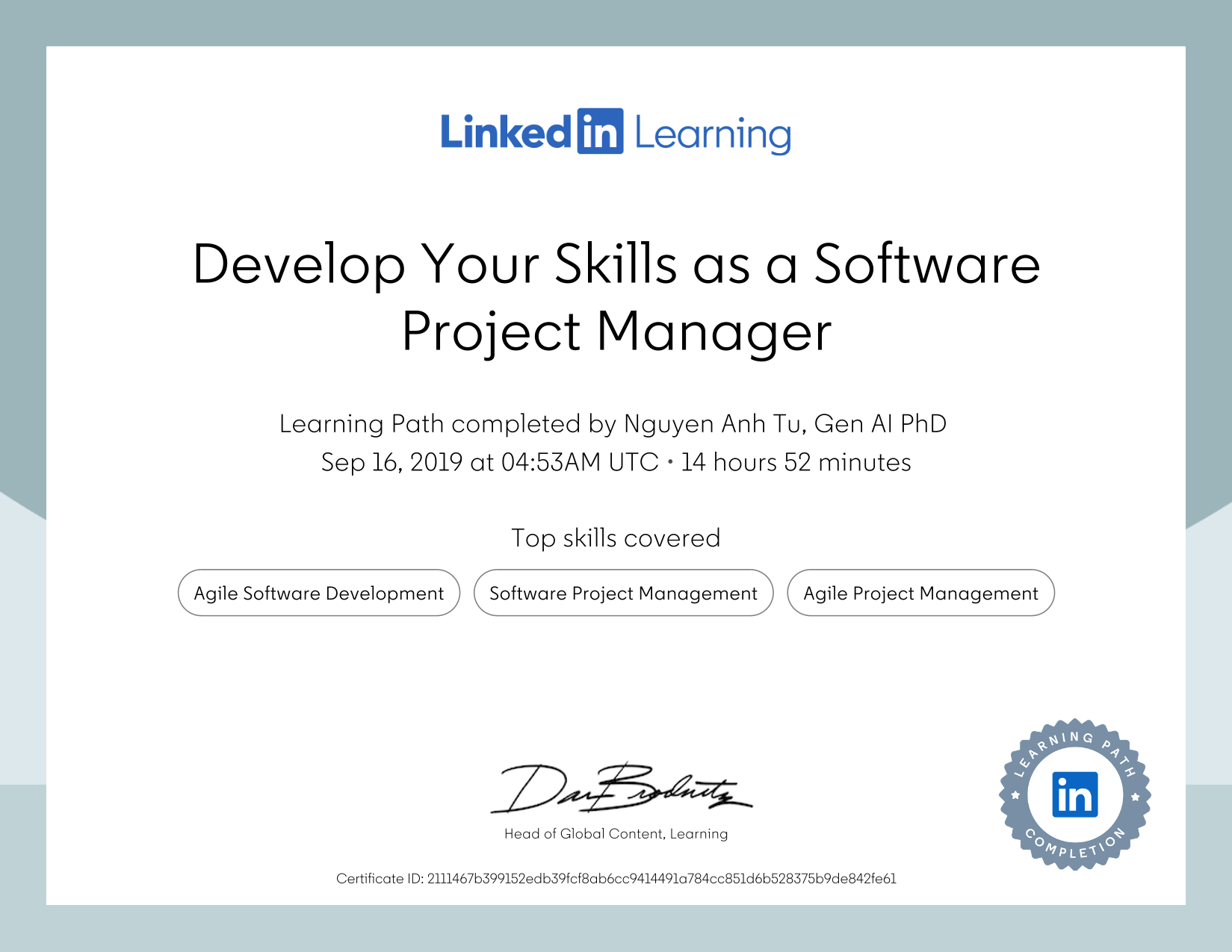 Become a Software Project Manager certificate