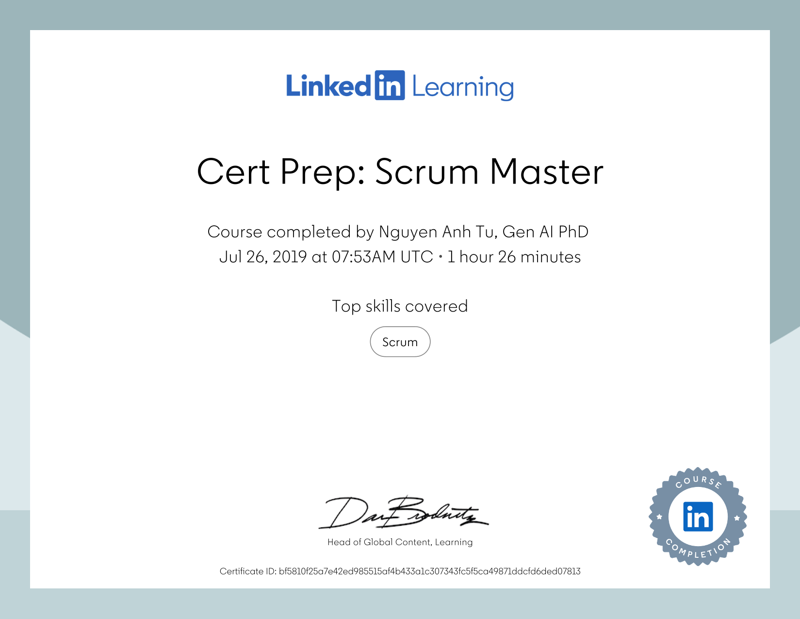Cert Prep: Certified Scrum Master certificate